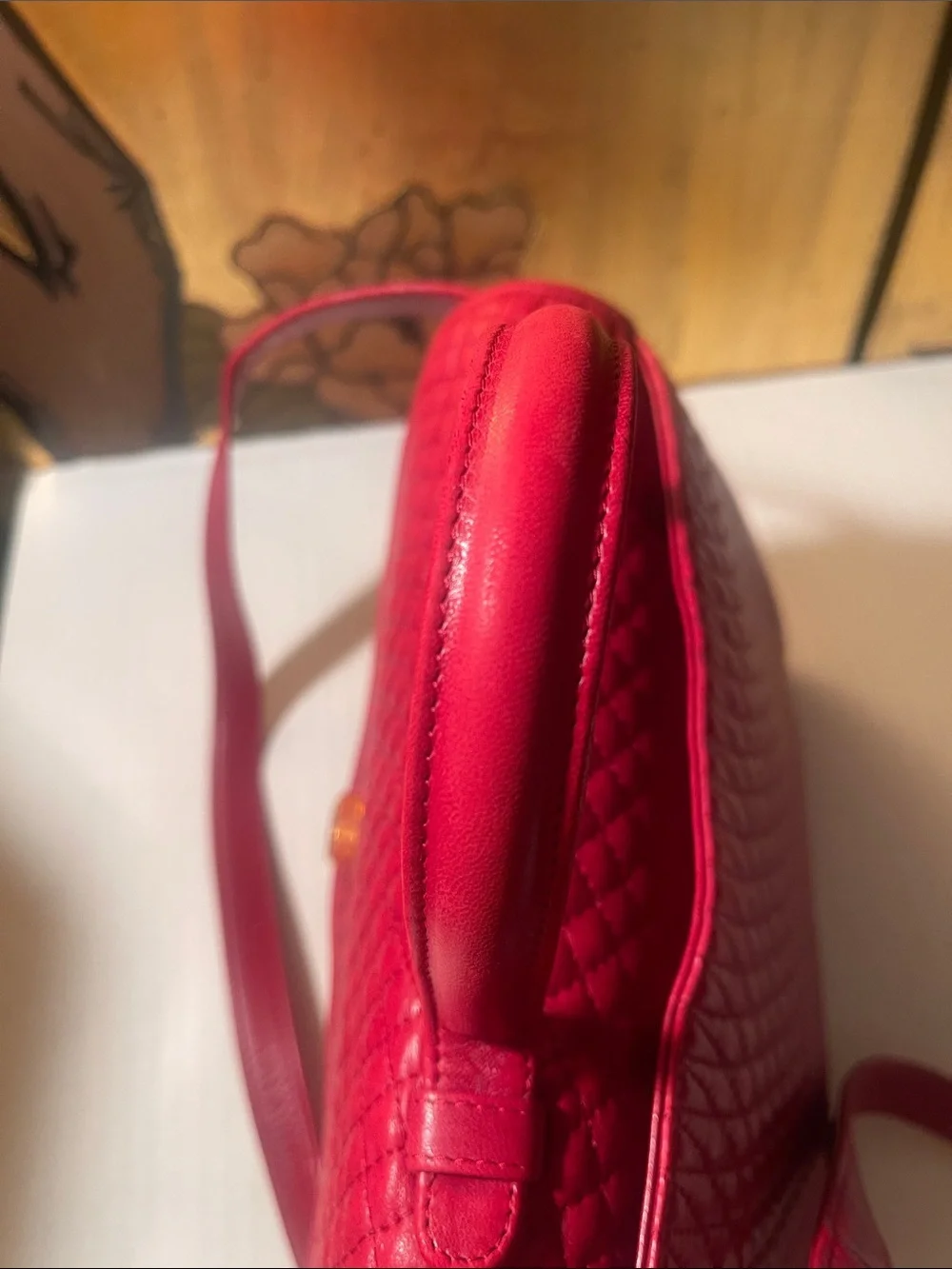 Bally Quilted Red Top-Handle Shoulder Bag